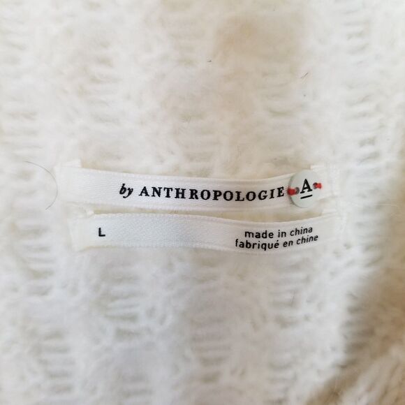 Anthropologie Women Alpaca Blend Bia Chunky Knit Tunic Sweater Sz L Cream Boho - Picture 8 of 8